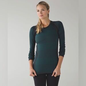 Lululemon About That Base Women's Long Sleeve Black/Forage Teal Size 8 medium